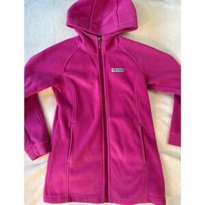 Columbia Girls Hot Pink Fleece Zip Hoodie Jacket Long M 10 12